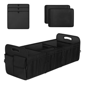 Femuar front view packed trunk organizer showing large capacity and neat storage