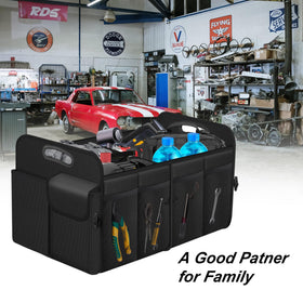 Femuar installed in an SUV trunk illustrating tidy lifestyle benefit