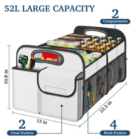Femuar interior compartments with removable divider organizing groceries and tools