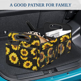 Femuar in car trunk illustrating tidy cargo and easy loading benefit