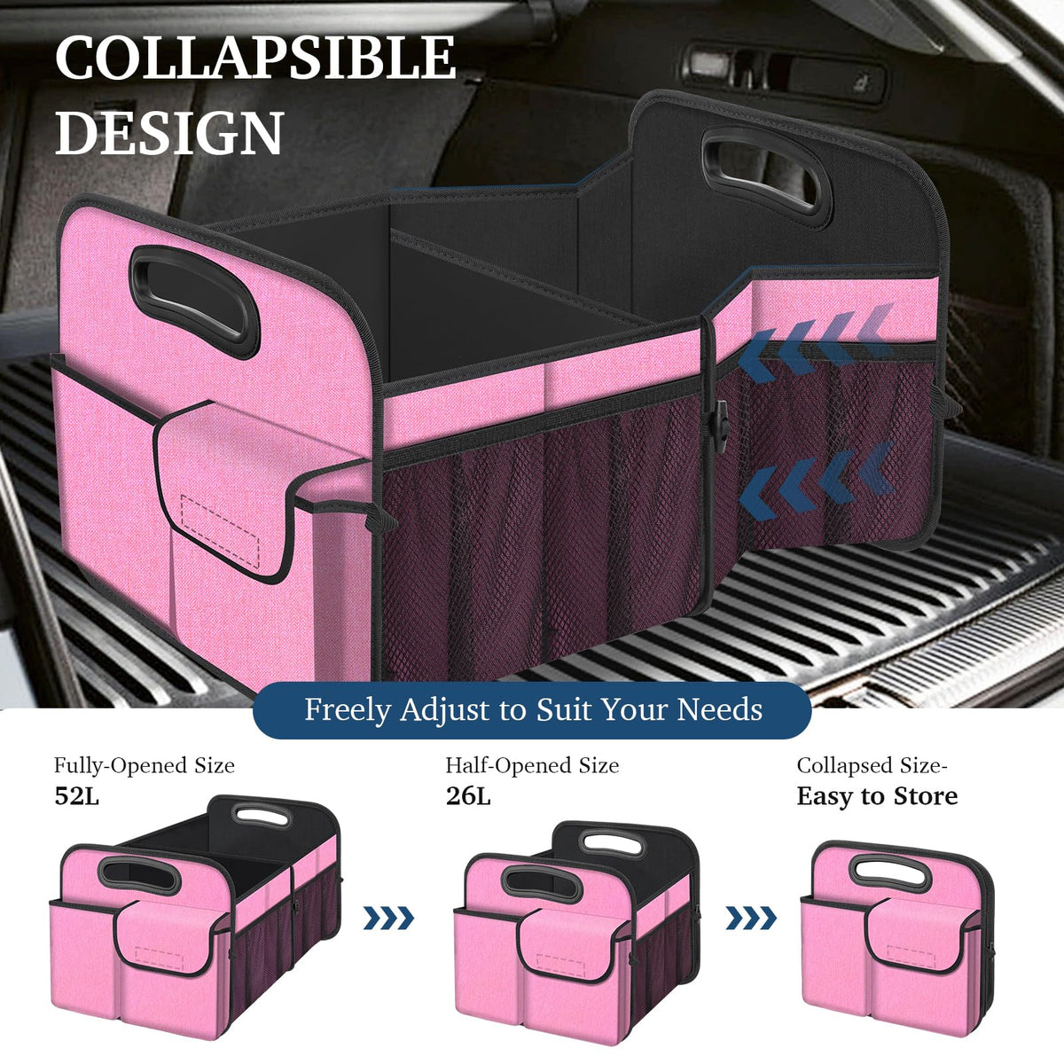 Femuar velcro non-slip bottom detail preventing sliding while driving benefit