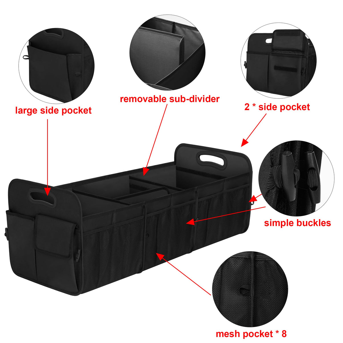 Femuar non-slip Velcro base on car carpet preventing sliding and spills