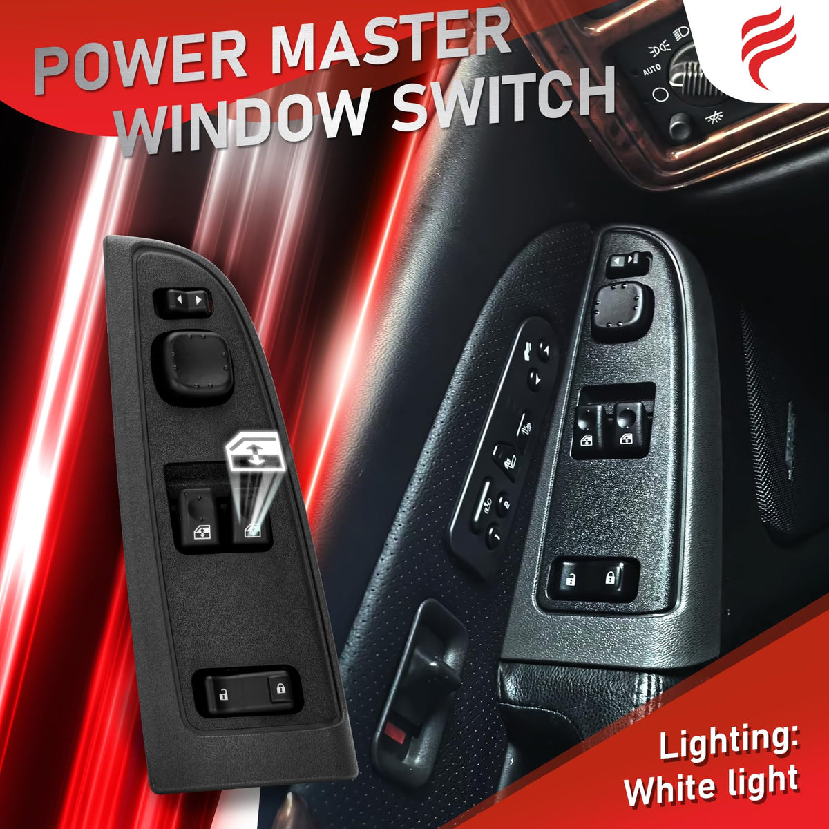 Fengind illuminated switch glowing white light for night visibility