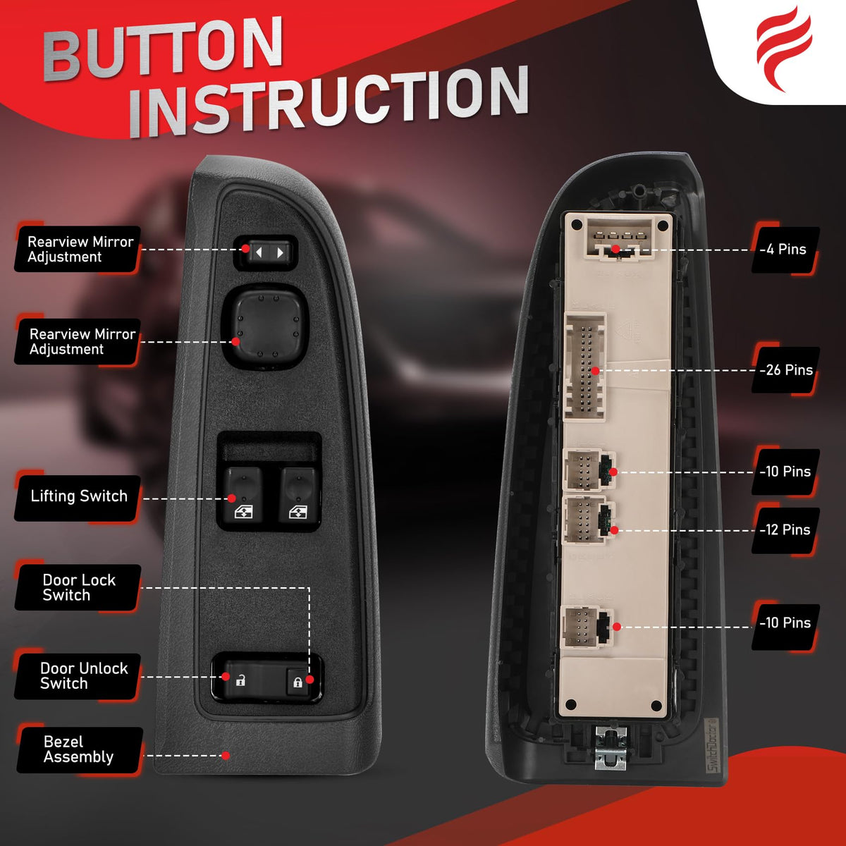 Fengind switch with included crowbar tool for easier installation