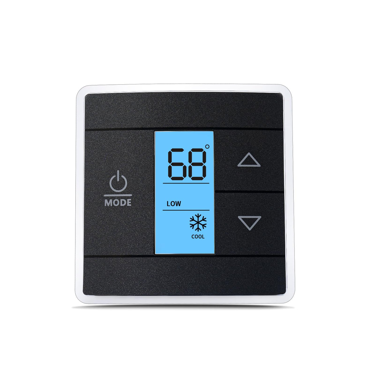 Fenglesha thermostat front display showing blue backlight and clear readout for easy viewing