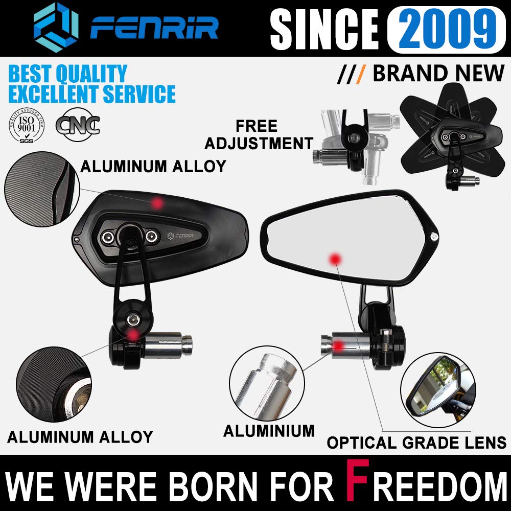 FENRIR mirror lens showing wide reflection for improved rear visibility and clarity