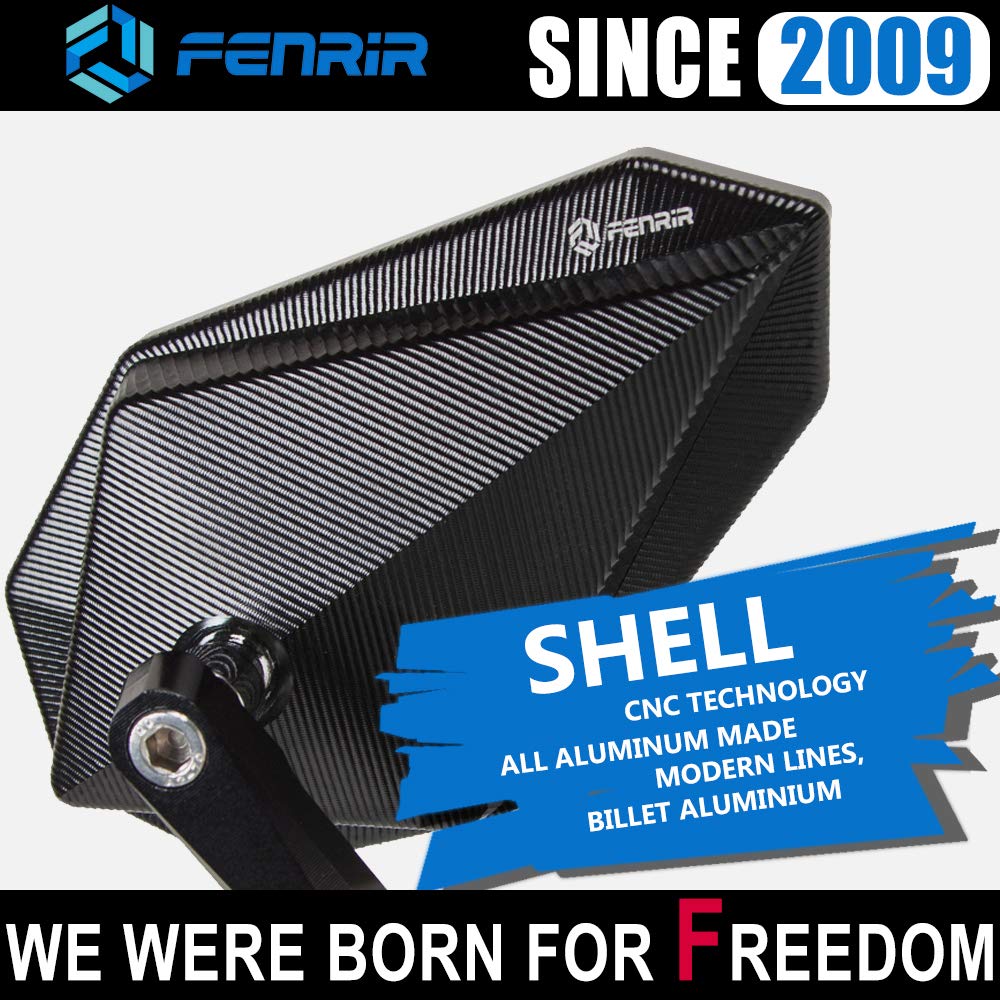 FENRIR left-mounted mirror on sportbike showing unobstructed rear view