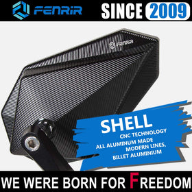 FENRIR left-mounted mirror on sportbike showing unobstructed rear view