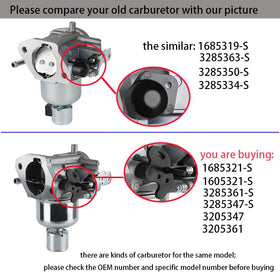 Ferilter carburetor side view mounted showing ports and linkages for easy matching