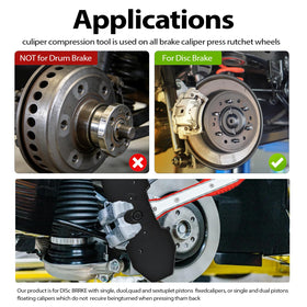 Fernweh tool compressing caliper piston in use to speed up brake pad replacement