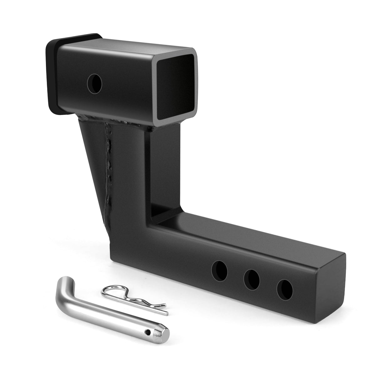 Fetechmate front view of 2-inch hitch extender showing sturdy construction and fit