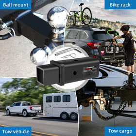Fetechmate lifestyle shot towing a trailer showing convenient multi-size use