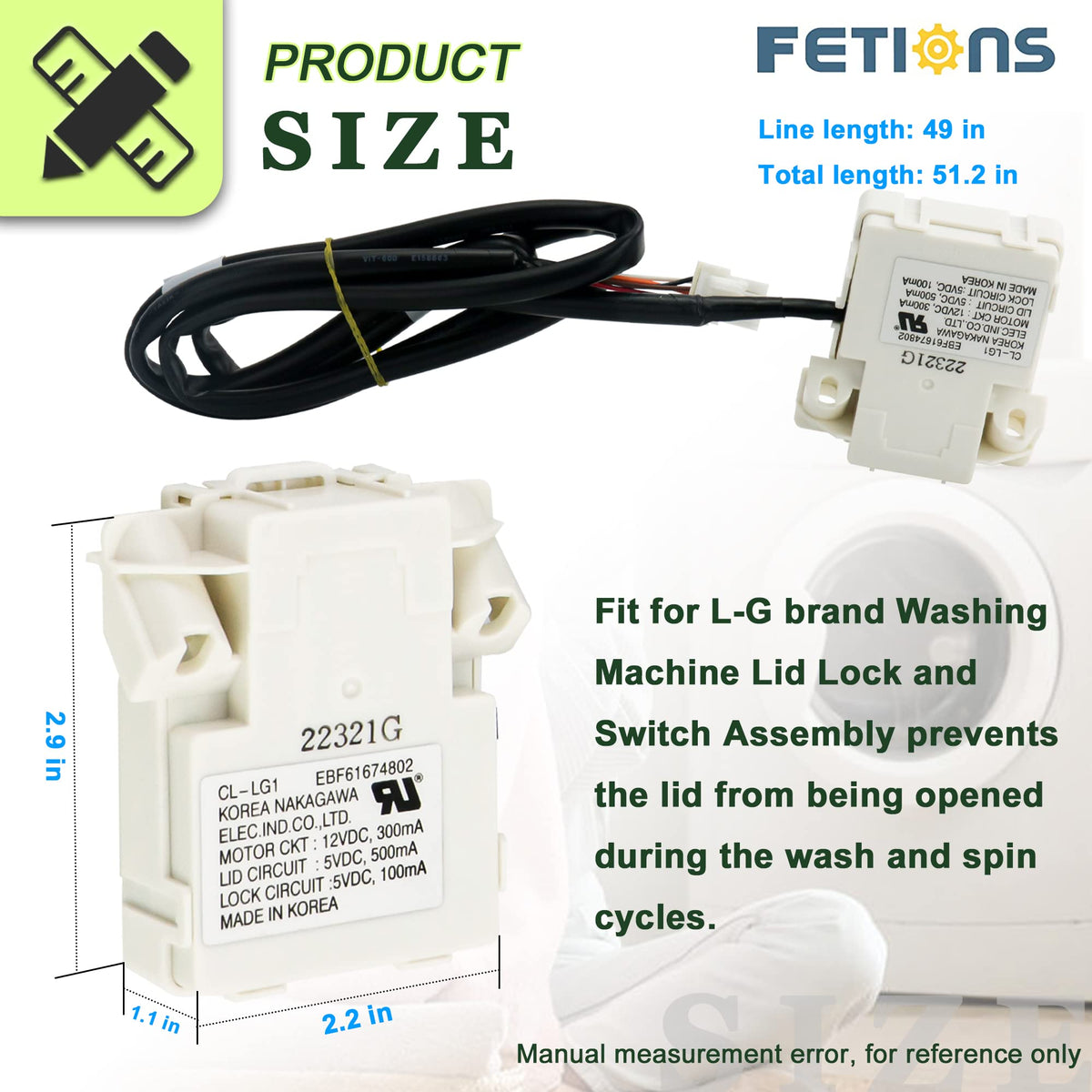FETIONS full 47-inch harness displayed for easy reach and routing