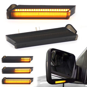 FetonAuto front view installed on F150 mirror showing clear amber visibility