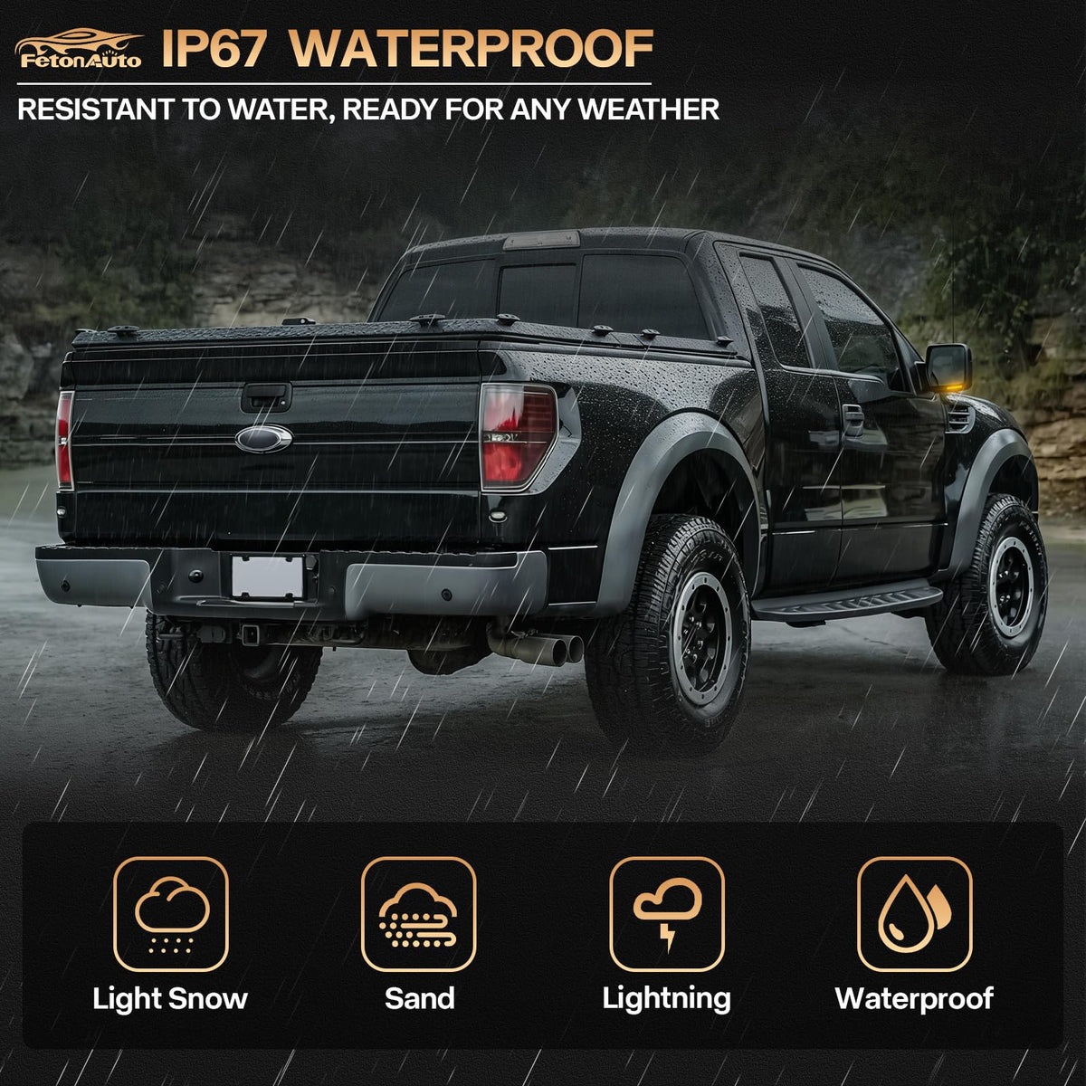 FetonAuto lifestyle shot on driveway emphasizing upgraded truck appearance