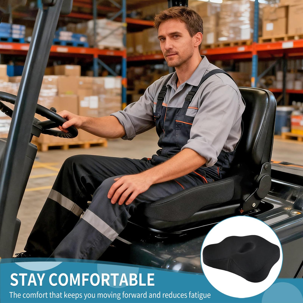 Fevbcnrj lifestyle shot operator using cushion for steady long‑shift support