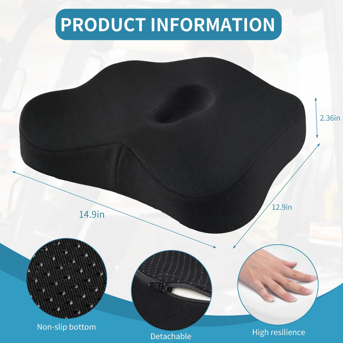Fevbcnrj removed cover and foam core showing washable cover and resilient foam