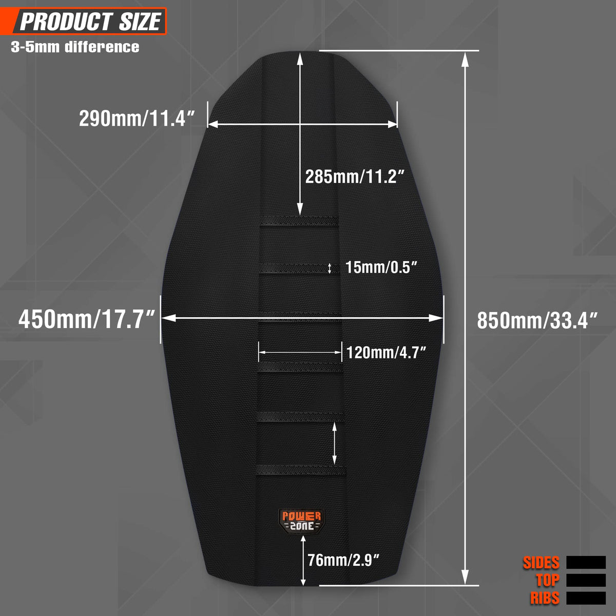 fewfuss seat cover beside ruler showing dimensions for accurate fit benefit