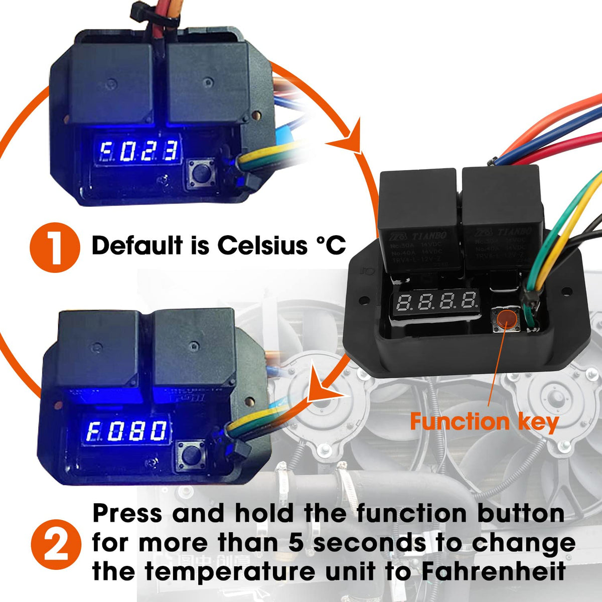 Fexhull connected to relays and fan, demonstrates safe high-voltage fan operation