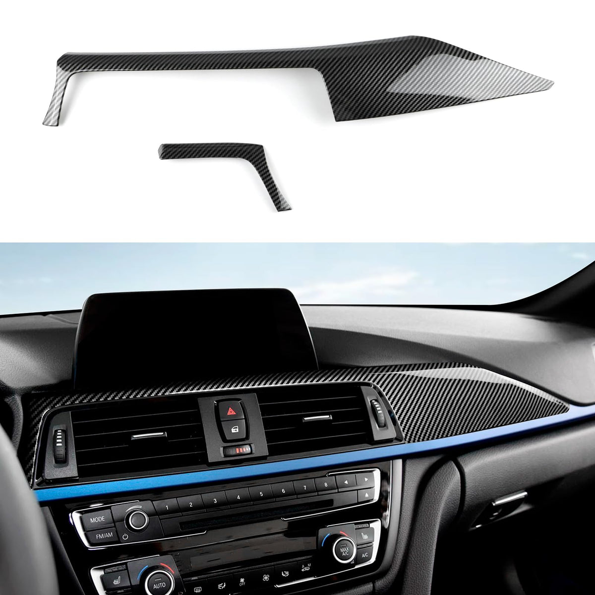 FEXIDA front view of dashboard cover showing clean carbon fiber look and improved style