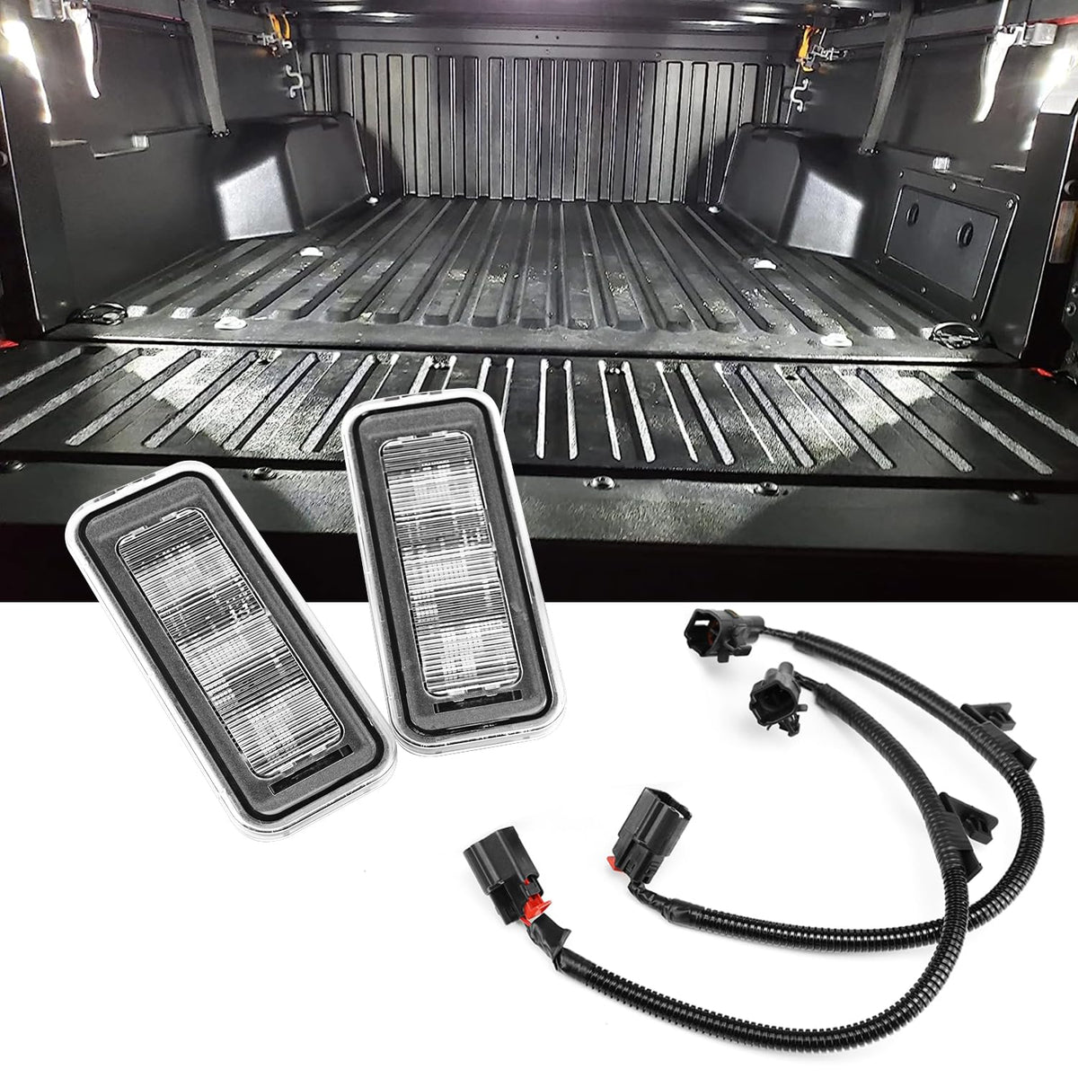 FEXON front view of LED bed light showing compact, easy-fit design for Tacoma