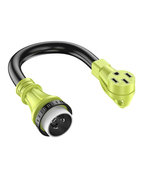 FGIEU front view of twist lock adapter showing outlet and plug for easy hookups