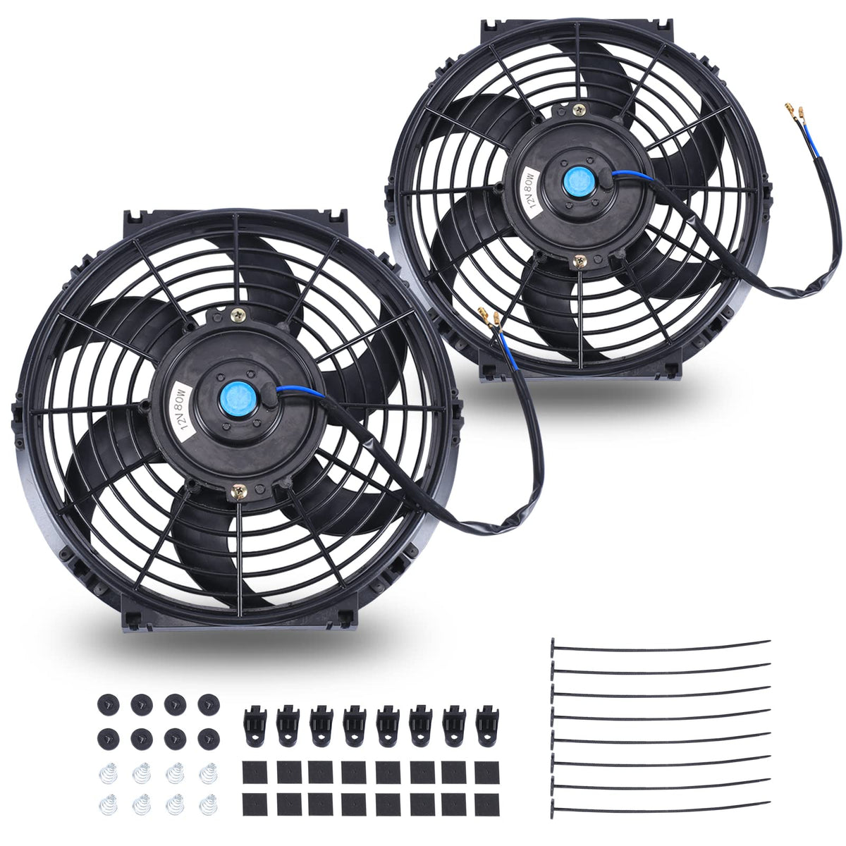 FGJQEFG front view of 10-inch fan showing airflow and durable finish benefit