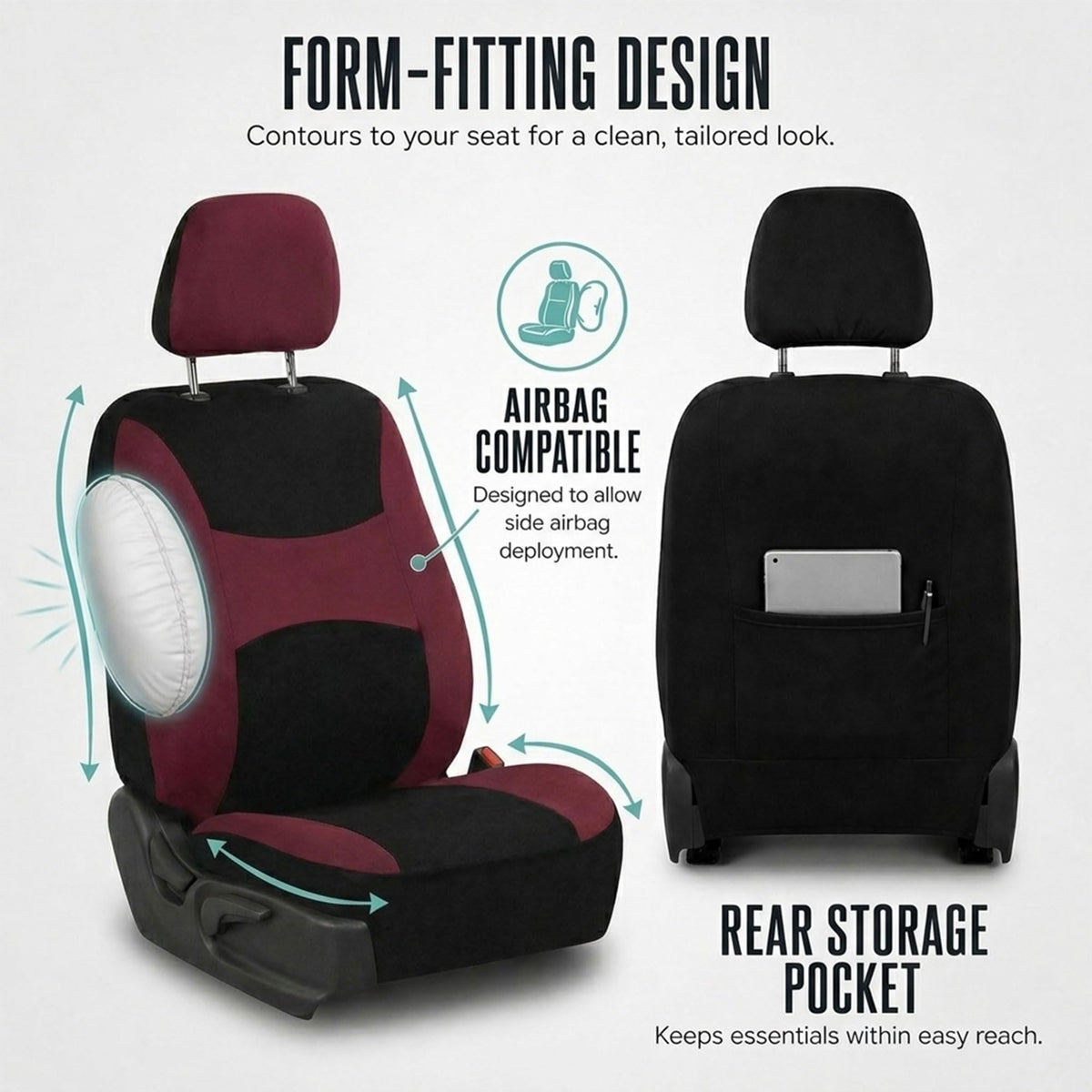 FH Group side airbag stitching detail demonstrating safety-compatible design