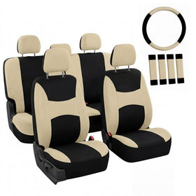 FH Group front seat cover beige black showing full fit and protection