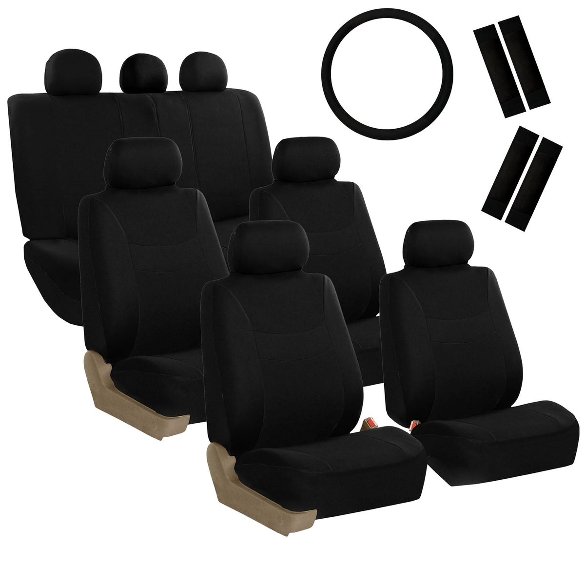 FH Group front seat covers full set shown installed, refreshed cabin look