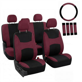 FH Group front seat full view showing burgundy fit and improved interior appearance