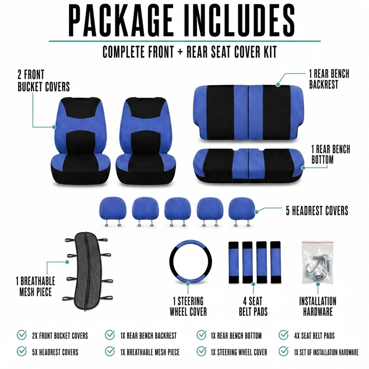 FH Group concealed straps and Velcro for easy install and secure fit