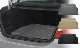 FH Group mat in outdoor gear-filled trunk showing rugged, weatherproof benefit