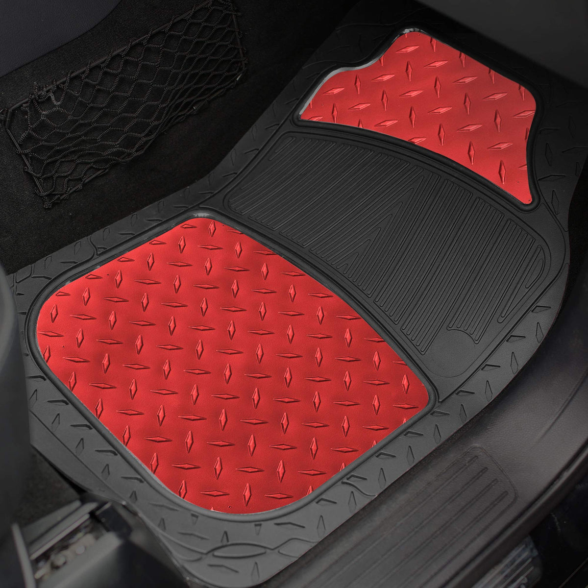 FH Group metallic red rubber texture close-up showing traction