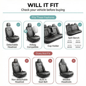 FH Group rear split bench cover zipper detail enabling seat fold functionality