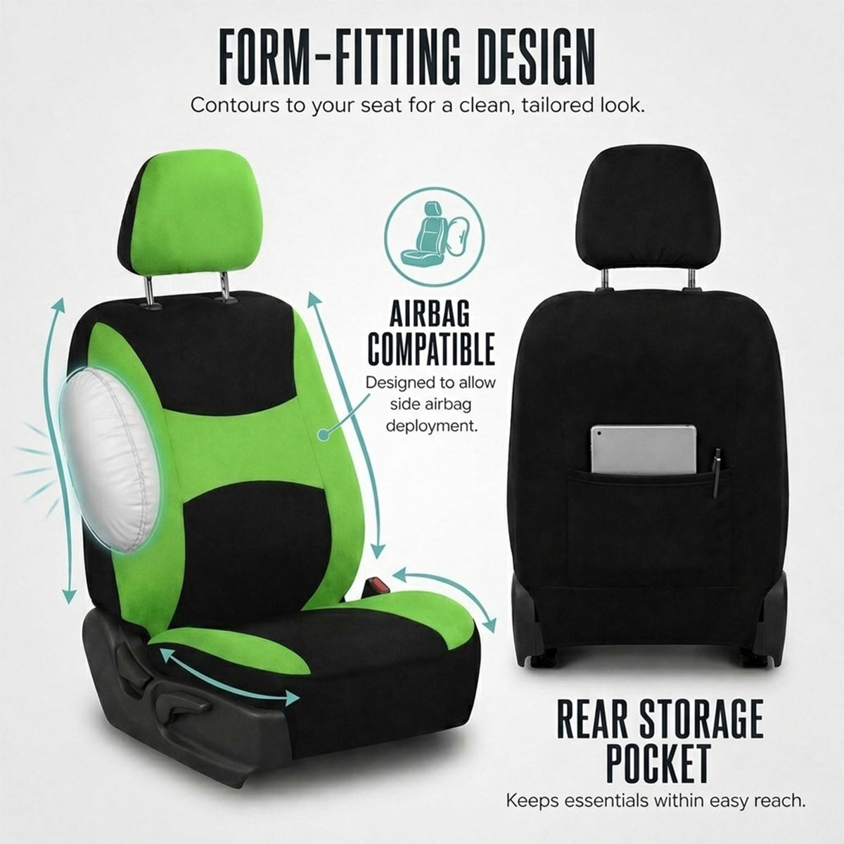 FH Group seat belt pad close-up showing logo and extra shoulder comfort