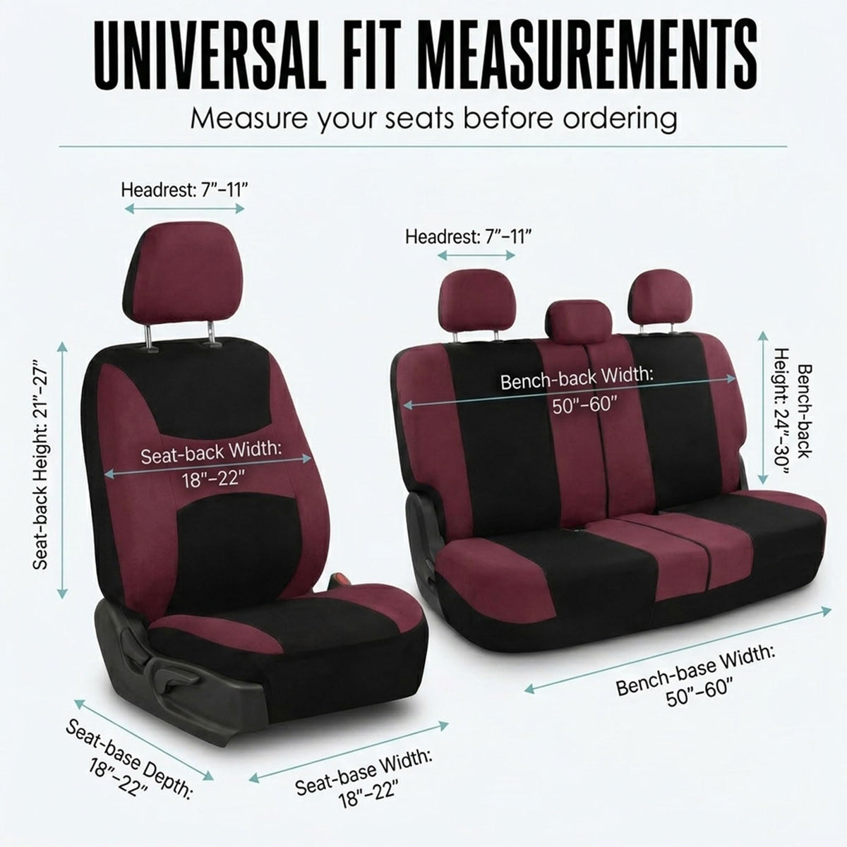 FH Group folded seat covers in packaging indicating compact storage and transport