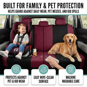 FH Group installed seat cover side profile illustrating snug, anti-slip fit