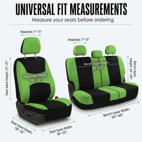 FH Group size scale comparison front seat with headrest showing fit compatibility