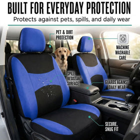 FH Group seat cover next to ruler illustrating fit dimensions