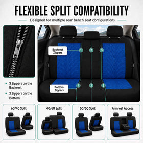 FH Group split-bench zipper access enabling armrest and pass-through