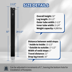 FHRHRY leg beside ruler showing 29-1/2 inch scale for accurate replacement