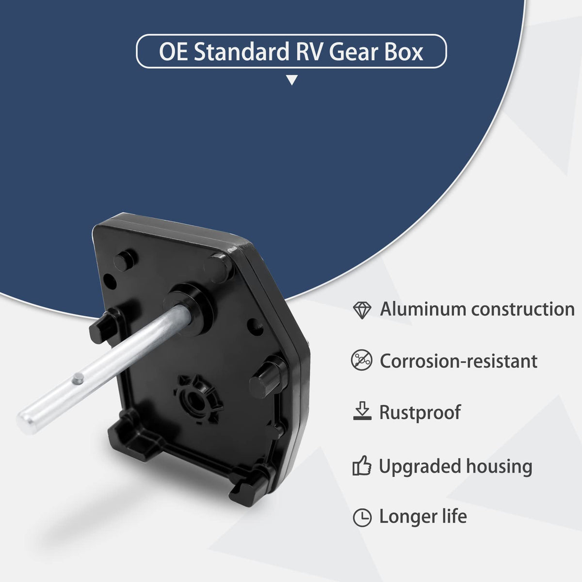 FHRHRY gearbox installed on an RV landing leg demonstrating functionality