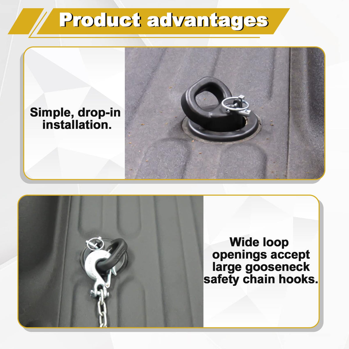 FHRHRY installed gooseneck ball in RAM truck bed demonstrating direct fit