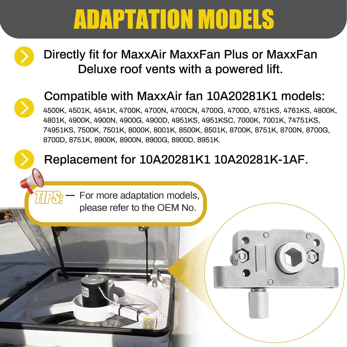 FHRHRY installed on MaxxFan rooftop restoring powered lift function