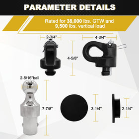 FHRHRY hitch ball next to ruler showing accurate OEM sizing