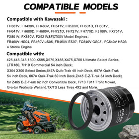 FHSJXR oil filter installed on mower engine demonstrating simple fitment