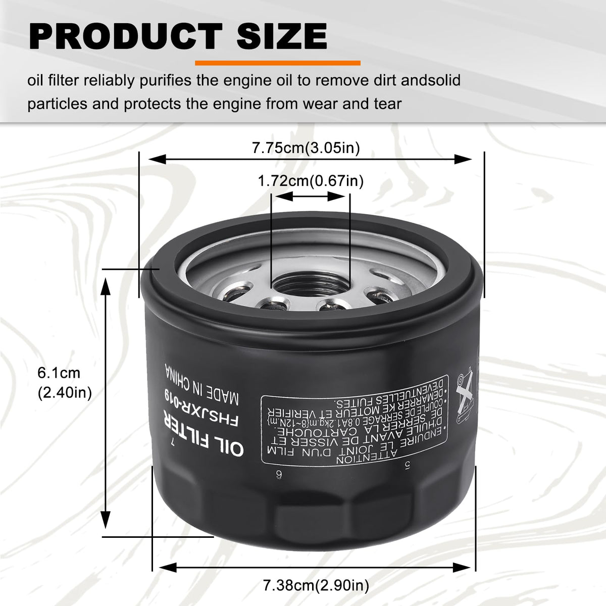FHSJXR filter installed on a Kawasaki engine ensuring correct fitment