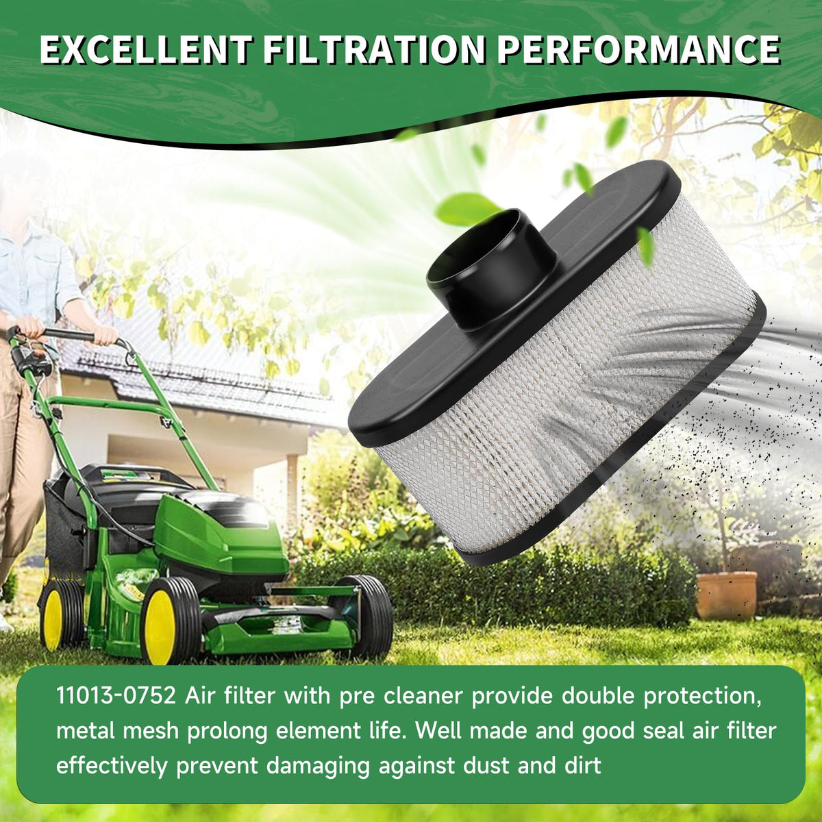 FHSJXR mower with filter installed in landscape use for reliable performance benefit