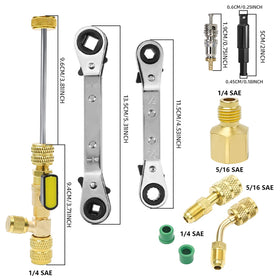FHTDW brass valve core remover close-up showing quarter-turn ball valve benefit